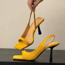 Load image into Gallery viewer, High Heels Women Sandals Luxury Elegant Heels Shoes Fashion Slippers New Square Toe Sexy Pumps Dress Party Female Slides
