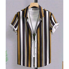 Load image into Gallery viewer, Hawaiian Shirts For Men 3d Striped Print Short Sleeve Shirts Summer Loose Casual Tops Simple Fashion Oversized Men Clothing
