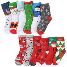 Load image into Gallery viewer, Festive Cotton Christmas Crew Socks
