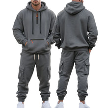 Load image into Gallery viewer, Men's Heavyweight Fleece-Lined Casual Tracksuit Set for Winter - Loose-Fit, Half-Zip, 2-Piece Workwear Style
