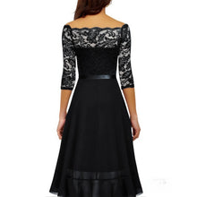Load image into Gallery viewer, Dark Blue Elegant Midi Evening Dress
