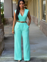 Load image into Gallery viewer, Elegant Deep V Wrap Jumpsuit
