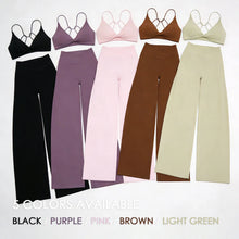 Load image into Gallery viewer, Yoga Set - Backless Bra + Cross Waist Wide Leg Pants Fitness Suit, Jogging Tracksuit Active Wear Workout Loungewear Sports Gym
