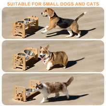 Load image into Gallery viewer, Elevated Small Toy Dog Cat Bowls Tilted Adjustable Puppy Feeder Stand with 2 Stainless Steel Bowls for Puppies Cats Accessories
