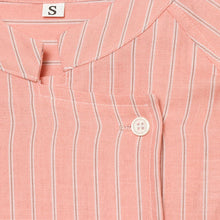 Load image into Gallery viewer, Women's Pink Striped Shirts Summer Asymmetric Button Mid Sleeve Loose Fit Shirts Casual Office Look Vintage Elegant Female Tops
