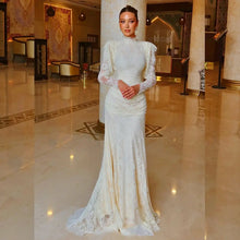 Load image into Gallery viewer, Elegant Ivory Wedding Dresses 2026 Trend Luxury Evening Dresses High Neck Lace Mermaid Bridesmaid Dress Prom Dresses

