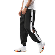 Load image into Gallery viewer, Men Jogger Pants Contrast Color Sides Buttons Stretch Workout Long Trousers Casual Sports Sweatpants Streetwear
