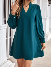 Load image into Gallery viewer, Elegant V-Neck Shirt Mini Dress
