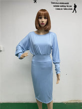 Load image into Gallery viewer, Elegant Lantern Sleeve Midi Dress
