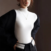 Load image into Gallery viewer, Ruffled Turtleneck Stretch Tee Women
