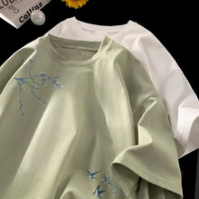 Load image into Gallery viewer, Men's Oversized T-shirts Fashion White Cotton T Shirt for Men Casual Summer Wear Bird Print Tee Shirts Men Clothing Lightweight
