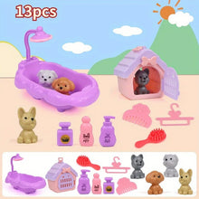 Load image into Gallery viewer, Cute Dog Pet Basket Family Toys Dog Doll Set Cage Toys Scene Playing Toys Christmas Decoration Thanksgiving Gifts color randomly
