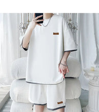 Load image into Gallery viewer, Men's Trendy 2-Piece Streetwear Co-ord Solid Color Short Sleeve T-Shirt And Drawstring Elastic Waist Shorts Set 5XL
