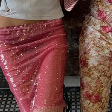 Load image into Gallery viewer, Women's Fashion Midi Skirts Sequins Lace Trim Low Waist Skirts Summer Fashion Bodycon Skirts
