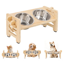 Load image into Gallery viewer, Elevated Small Toy Dog Cat Bowls Tilted Adjustable Puppy Feeder Stand with 2 Stainless Steel Bowls for Puppies Cats Accessories
