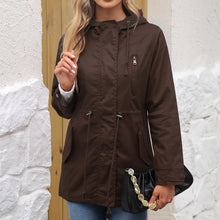 Load image into Gallery viewer, Women's Hooded Trench Coat Spring Autumn Fitted Solid Color Jacket for Daily Outdoor Camping Hiking
