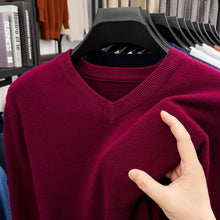 Load image into Gallery viewer, New Sweatwear Men's V Neck Basic Solid Color Sweaters Round Neck Elastic Pullovers Warm Autumn Knitted Oversized Sweater Men
