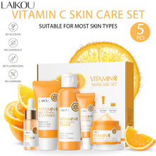 Load image into Gallery viewer, Vitamin C Skincare Set 5pcs(Cleanser-Toner-Serum-Eye Serum-Face Cream) + Natural Antioxidant Ingredients, Nourish Even Skin Tone
