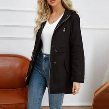 Load image into Gallery viewer, Women's Hooded Trench Coat Spring Autumn Fitted Solid Color Jacket for Daily Outdoor Camping Hiking
