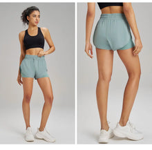 Load image into Gallery viewer, Yoga Shorts Sports Fitness Shorts High Waist Running Fake Two Pieces Anti-Shine Shorts Women's Double Layer Training Leggings
