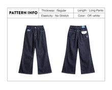 Load image into Gallery viewer, Maden Women's Vintage 12.4oz Washed Denim Jeans Straight Wide-Leg Casual Loose Fit Blue Trousers For Spring and Fall Streetwear
