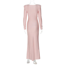 Load image into Gallery viewer, Women's Elegant Wedding Party Dress Female Clothing O-neck Long Sleeve Ruched High Waist Bodycon Long Maxi Evening Prom Dresses
