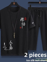 Load image into Gallery viewer, Casual Ice Silk Sports Suit Men's Summer Thin Short Sleeve Shorts Trendy Clothes Handsome Match One Set of Youth Clothing
