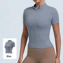 Load image into Gallery viewer, New Women's High-Elastic Yoga Jacket — Form-Fitting, "Naked-Feel" Running &amp; Fitness Top (Short Sleeve)
