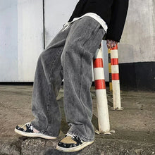 Load image into Gallery viewer, Men's Jeans Korean Version Student Casual Pants High Street Straight Loose Wide Leg Jeans Black Grey Blue Baggy Jeans
