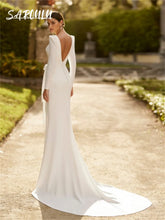 Load image into Gallery viewer, Modern Satin Scoop Neck Wedding Gown
