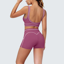 Load image into Gallery viewer, New Woman Yoga Set Color Blocking Sexy Sport Bra Yoga Underwear with Chest Pad High Waist Stripe Running Fitness Shorts Yoga Set
