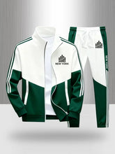 Load image into Gallery viewer, Tracksuit Men's New York Print 2 Piece Set Sportswear Color Block Zip Up Jacket and Jogger Pants Casual Striped Athletic Outfit
