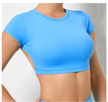 Load image into Gallery viewer, Sports Muscle Back Tee Without Padded Women Backless Sports Shirts Workout Gym Training Yoga T-Shirt Outdoor Open Back Tops
