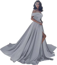 Load image into Gallery viewer, Simple Off Shoulder Satin Evening Gown
