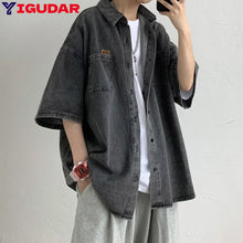 Load image into Gallery viewer, 2025 Shirts Men Clothing Fashion Short Sleeve Summer Korean Style Loose All-match Cargo Handsome Homme Solid Tops Harajuku
