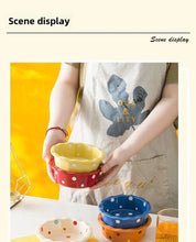 Load image into Gallery viewer, Pet Bowl Cute Ins Storm Dot Ceramic Bowl Dessert Breakfast Bowl Home Cat Dog Bowl Feeding Basin  Cat Caramics Supplies
