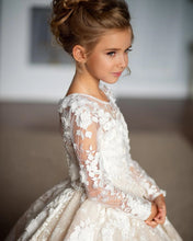 Load image into Gallery viewer, Elegant Customized Flower Girl Dress For Wedding Lace Full Sleeves Floor Lenght Kids Birthday Party First Communion Ball Gowns
