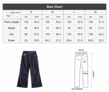 Load image into Gallery viewer, Maden Women's Vintage 12.4oz Washed Denim Jeans Straight Wide-Leg Casual Loose Fit Blue Trousers For Spring and Fall Streetwear
