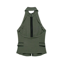 Load image into Gallery viewer, Women's Top 2026 Summer Elegant Fashion Silky Vacation Halter Neck Backless Sexy Unique Army Green Beach Style Party Women's Top
