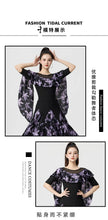 Load image into Gallery viewer, Dancewear Women Tops Summer Fashion Print Latin Line Dance Costume New Products Ballroom Dance Women Top Training Clothes Black
