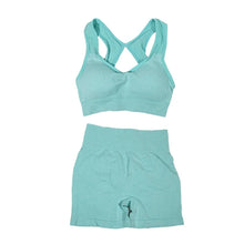 Load image into Gallery viewer, 2Pcs Women Yoga Outfit Set Sports Fitness Vest Running Workout Shorts Suit Gym Training Active Wear Handmade Accessory
