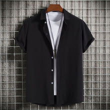 Load image into Gallery viewer, New Short Sleeve Shirts for Men Fashion Solid Casual Lapel Cardigan Tops Men Comfort Single-breasted Blouse Summer Beach Shirts
