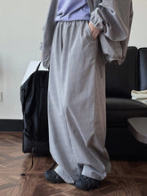 Load image into Gallery viewer, 2026 Women Summer Long Pants High Waist Wide Leg 80% Cotton Plaid Pants Fashion Clothes Vintage Pants Female Trousers
