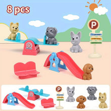 Load image into Gallery viewer, Cute Dog Pet Basket Family Toys Dog Doll Set Cage Toys Scene Playing Toys Christmas Decoration Thanksgiving Gifts color randomly
