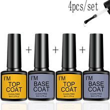 Load image into Gallery viewer, Nail Art Kit With 4 Pcs/Set  Base Coat And Top Coat LED Light Curing Quick-drying Transparent Glossy Mirror Lasting Nail Art Gel
