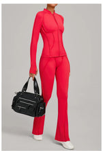 Load image into Gallery viewer, New Gym Yoga Outfit for Women Zipper Long Sleeve Fitness Suit Daily Casual Running Fitness Sportswear Two-Piece Sets Coat+Pants
