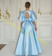 Load image into Gallery viewer, Elegant Girls Wedding Party Dress Satin Flower Girl Dress Bows Half Sleeves Formal Gala Dresses for Bridesmaid Dress Wholesale
