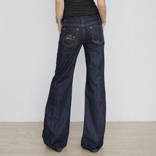 Load image into Gallery viewer, Women's Slim Fit Flared Jeans Y2K Vintage Low Rise Stretch Denim Pants with Embroidery Distressed Style for Everyday Outfits
