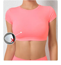 Load image into Gallery viewer, Sports Muscle Back Tee Without Padded Women Backless Sports Shirts Workout Gym Training Yoga T-Shirt Outdoor Open Back Tops
