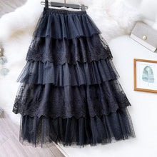 Load image into Gallery viewer, Women Skirts Cake-Style Skirt Spring Summer Fashion Lace Skirts Ladies High-Waisted Slimming Long Lace Skirt Elegant Tulle Skirt
